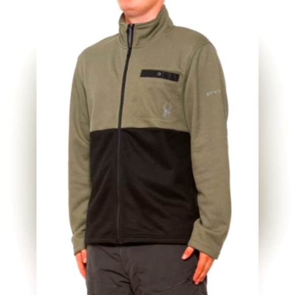 Spyder Men's Jacket Tea Leaf Full Zip Fleece Lined Waffle Knit Size …NWT - Picture 1 of 12